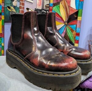 Dr Martens burgundy 2976 platform chelsea boots